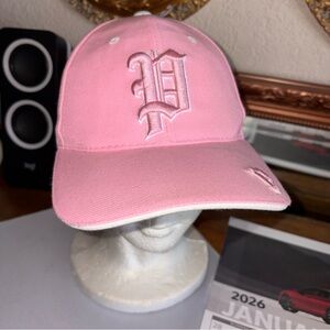 Woman’s Strapback Adjustable Pink Baseball Cap Embroidered Old English P